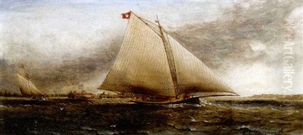 Yacht Race Off Castle Garden, New York Oil Painting by James Edward Buttersworth