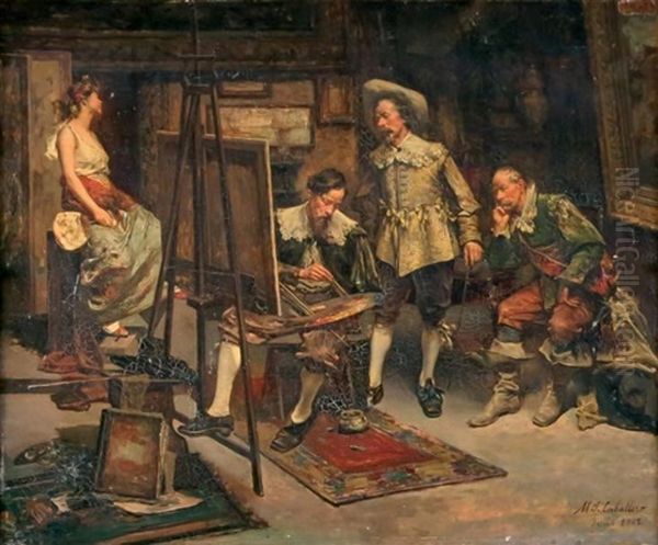 Chez Le Peintre Oil Painting by Maximo Juderias Caballero