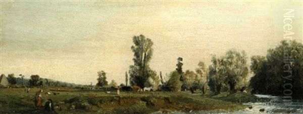 Scene De La Vie Champetre Oil Painting by Nicolas Louis Cabat