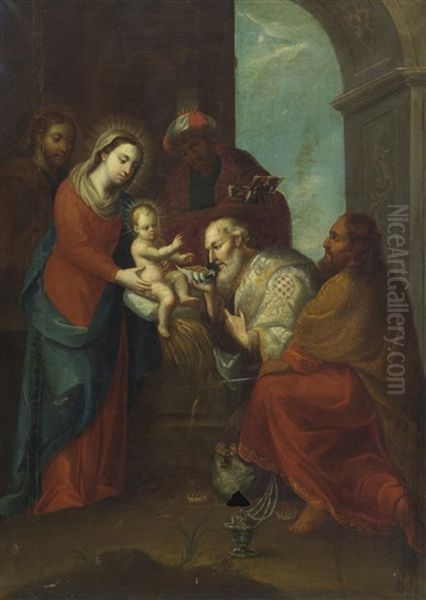The Adoration Oil Painting by Miguel Cabrera