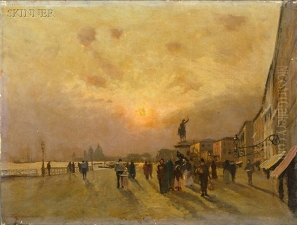 Venetian Sunset Oil Painting by Emile Cagniart