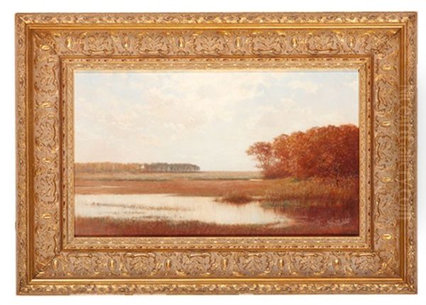 Marsh Landscape, Tonalist School Oil Painting by Charles Drew Cahoon