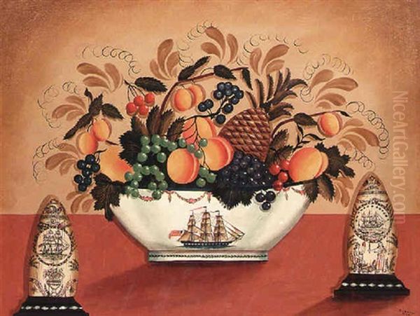 Still-life With Canton Bowl And Scrimshaw Teeth Oil Painting by Charles Drew Cahoon
