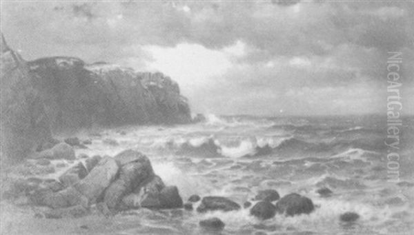 Rocky Shore Scene Oil Painting by Charles Drew Cahoon