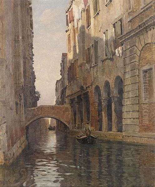 Petit Canal (venise) Oil Painting by Arthur Calame