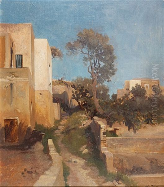 Hausergruppe In Nordaf Oil Painting by Arthur Calame