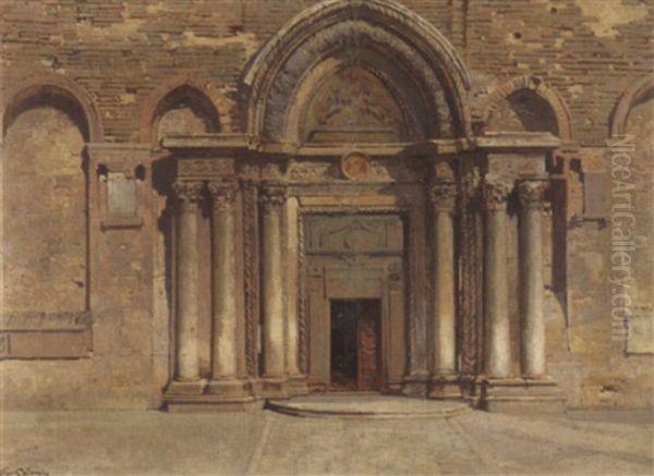 Kirchenportal Oil Painting by Jean-Baptiste-Arthur Calame