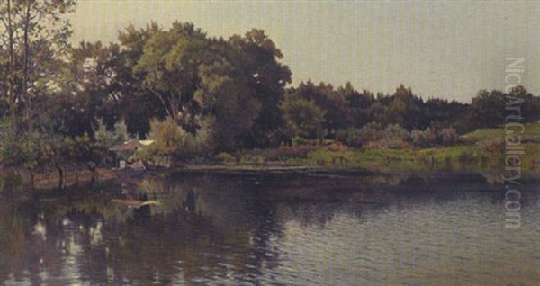 Stiller Teich Im Sonnenlicht Oil Painting by Jean-Baptiste-Arthur Calame