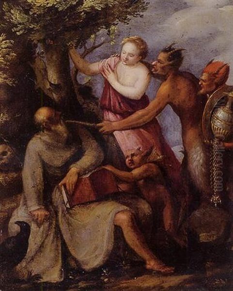 The Temptation Of Saint Anthony Oil Painting by Giuseppe (Il Cremonese) Caletti