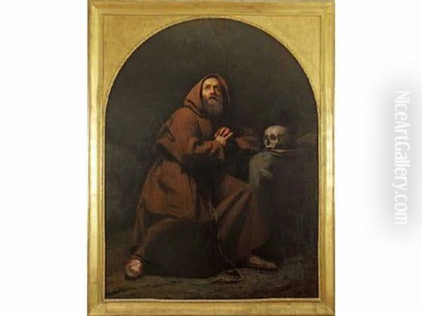 Saint Francois D'assise Oil Painting by Adolphe Felix Cals