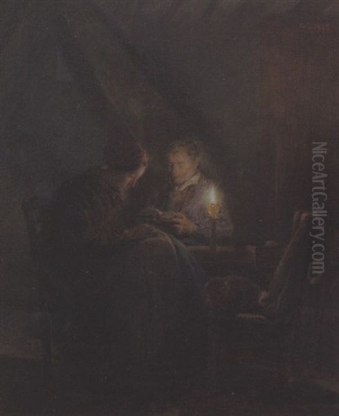 La Veillee Oil Painting by Adolphe Felix Cals