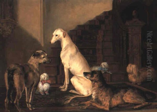 Waiting At The Foot Of The Stairs Oil Painting by Henry Calvert