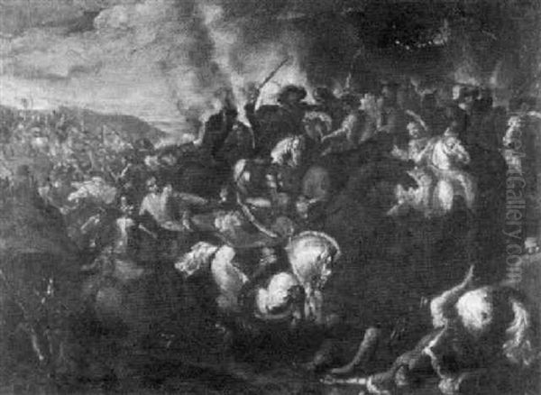 Reiterschlacht Im Turkenkrieg Von 1716-18 Oil Painting by Antonio Calza