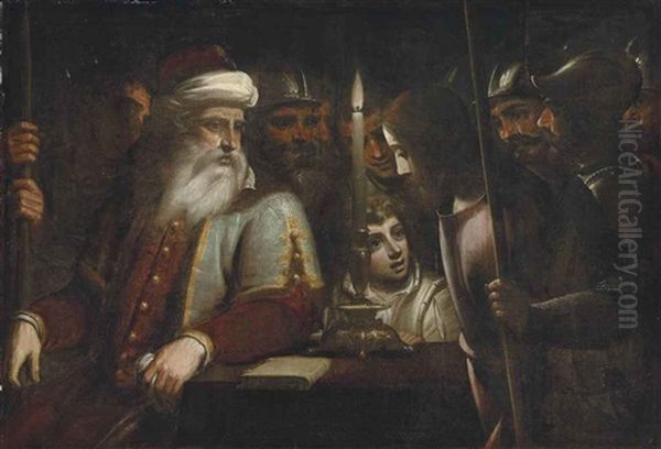 Christ Before Caiaphas Oil Painting by Luca Cambiaso