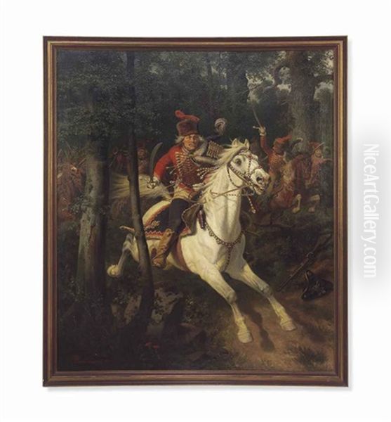 The Charge Of The Royal Prussian Hussars Oil Painting by Wilhelm Camphausen