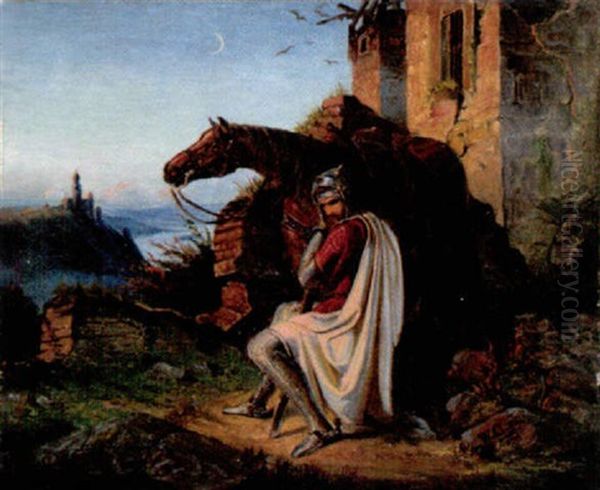 Des Ritters Rast Oil Painting by Wilhelm Camphausen