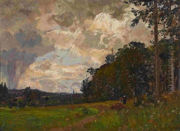 Spaziergangerin Am Waldrand Oil Painting by Gilbert Von Canal