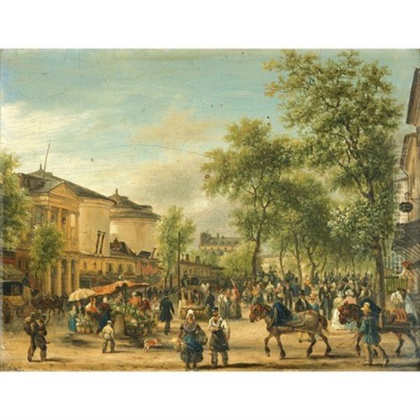 Paris, Le Boulevard Montmartre Oil Painting by Giuseppe Canella