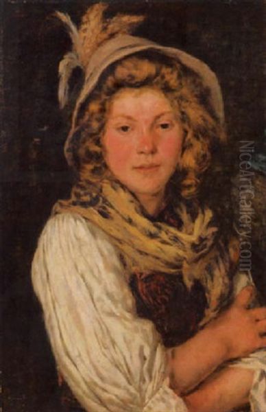 Contadinella Oil Painting by Niccolo Cannicci