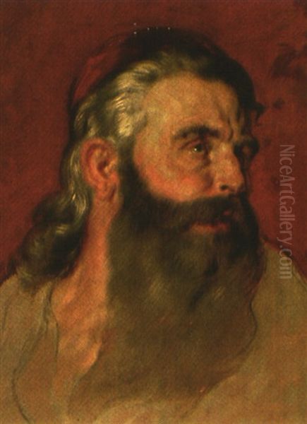 Portrait Eines Bartigen Herren Mit Rotem Kappchen Oil Painting by Hans Canon