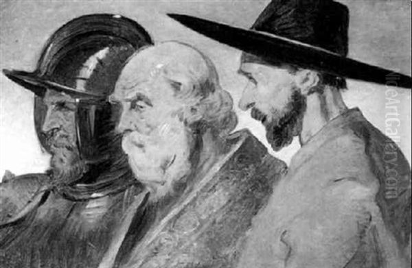 Wehrstand - Lehrstand - Nahrstand Oil Painting by Hans (Johann von Strasiripka) Canon
