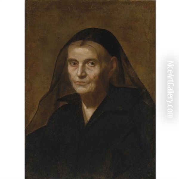 Portrait Of A Widow Oil Painting by Simone Cantarini
