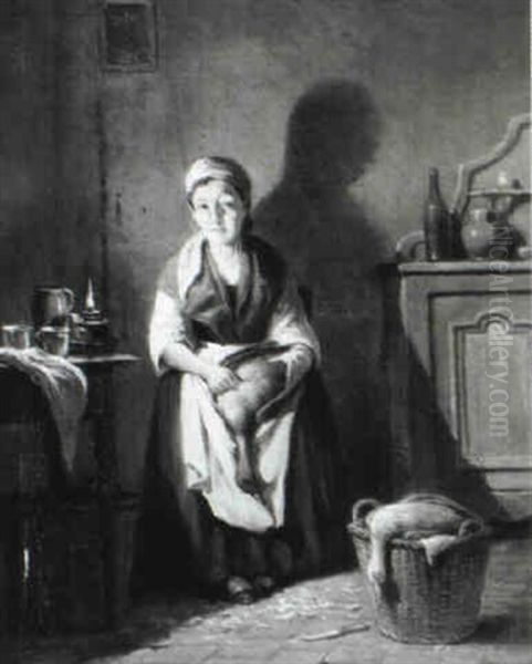 Preparing The Meal Oil Painting by Jacques Francois Carabain