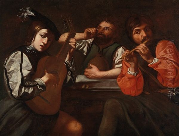 A Music-making Party Oil Painting by  Caravaggio