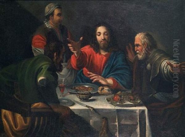 Le Christ Et Les Pelerins D'emmaus Oil Painting by  Caravaggio