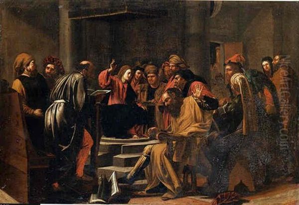 La Disputa Con I Dottori Oil Painting by Michaelangelo Merisi Da Caravaggio