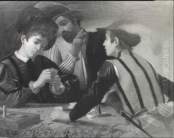The Card Sharps Oil Painting by Michaelangelo Merisi Da Caravaggio