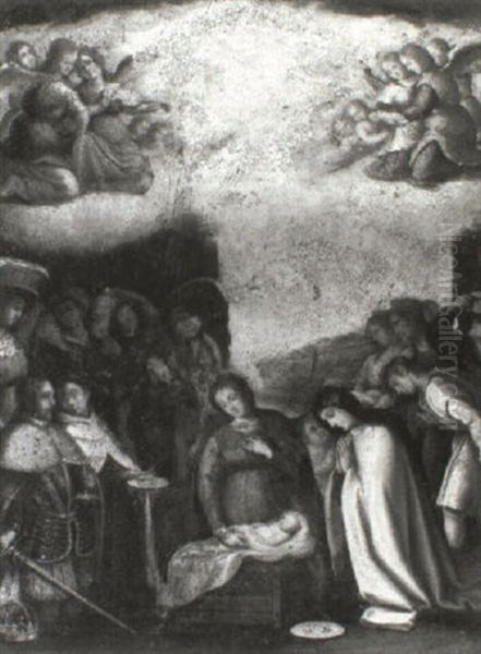 The Madonna And Child Adored By St. Lucy And Other Saints Oil Painting by Lodovico (Il Cigoli) Cardi