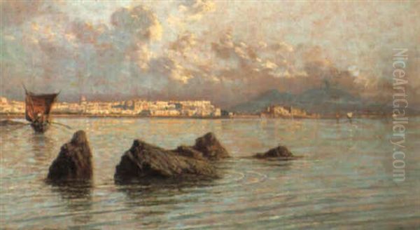 Vele Nel Golfo Di Napoli Oil Painting by Giuseppe Carelli
