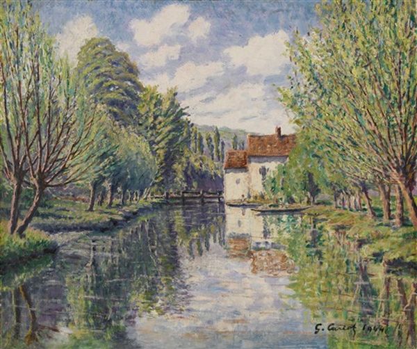 Moulin A Perigny Oil Painting by Gustave Camille Gaston Cariot