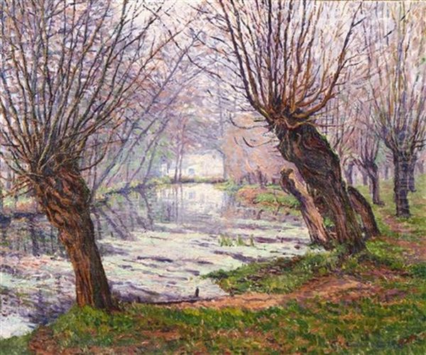 Trees Near The River Oil Painting by Gustave Cariot Trees Near The River Oil Painting by Gustave Cariot