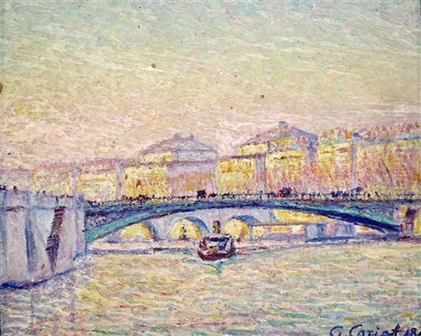 Vue Du Pont D'arcole Oil Painting by Gustave Camille Gaston Cariot