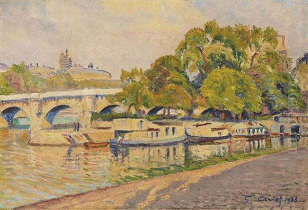 Quais De Paris Oil Painting by Gustave Camille Gaston Cariot