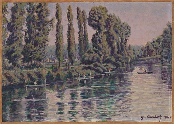 Bord De Riviere Oil Painting by Gustave Camille Gaston Cariot