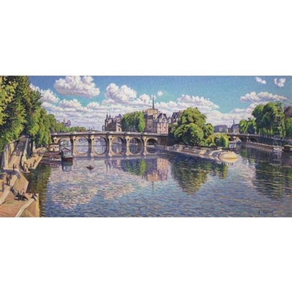 Le Pont-neuf, Entre 14 Heures Et 15 Heures Oil Painting by Gustave Camille Gaston Cariot
