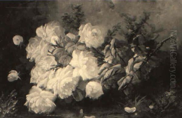 Spray Of Roses Oil Painting by Modeste Carlier