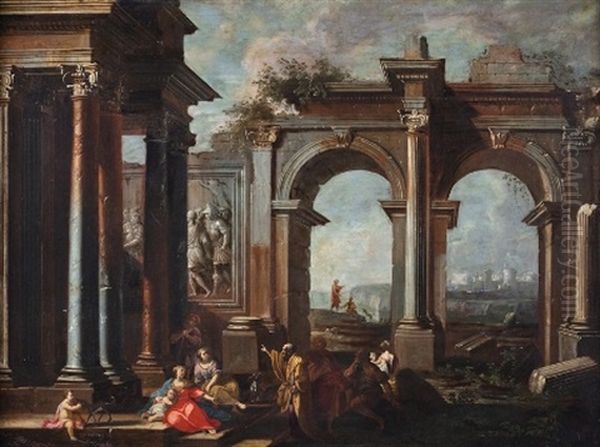 Capricho Arquitectonico Con San Pablo Predicando Oil Painting by Alberto Carlieri