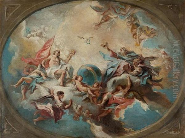 Die Heilige Dreifaltigkeit - Modello Oil Painting by Carlo Innocenzo Carlone
