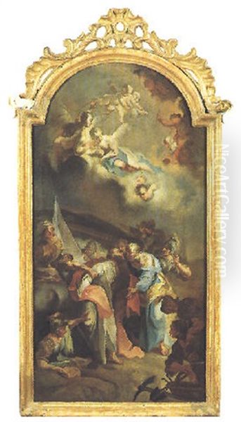 L'incontro Di S. Paolo E S. Pietro Sulla Via Del Martirio Oil Painting by Carlo Innocenzo Carlone