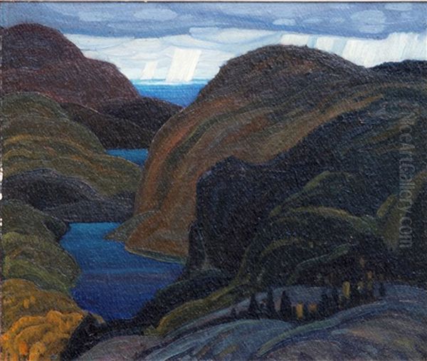 Bauer Mit Zwei Kuhen Oil Painting by Franklin Carmichael