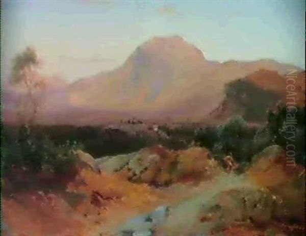 Norditaliensk Bjerglanskab Oil Painting by Johann Hermann Carmiencke