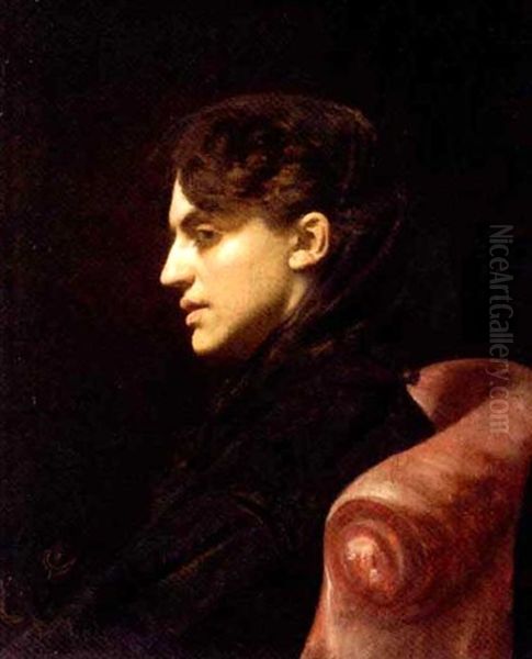 Portrait De Dame Assise Dans Un Fauteuil Rouge Oil Painting by  Carolus-Duran