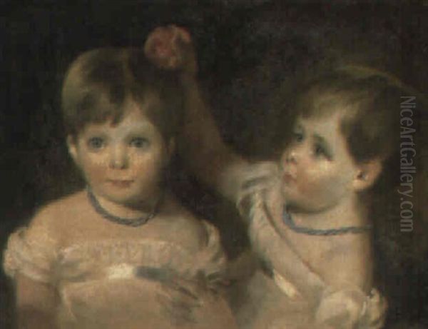 Twins Oil Painting by Margaret Sarah Carpenter