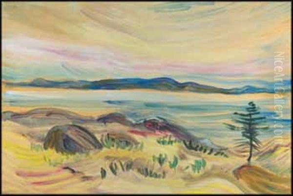 The Strait And Blue Mountains by Emily M. Carr