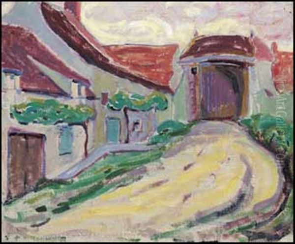 Village In Brittany Oil Painting by Emily M. Carr