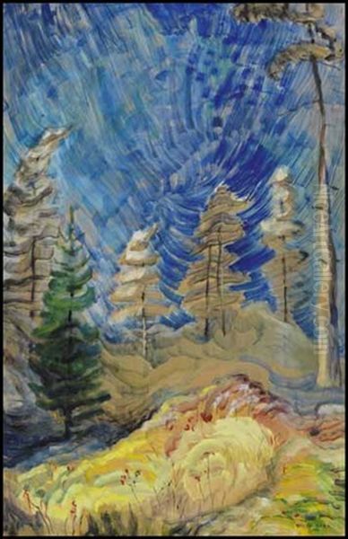 Frivolous September ~ Up The Gorge (blue Sky And Forest) Oil Painting by Emily Carr